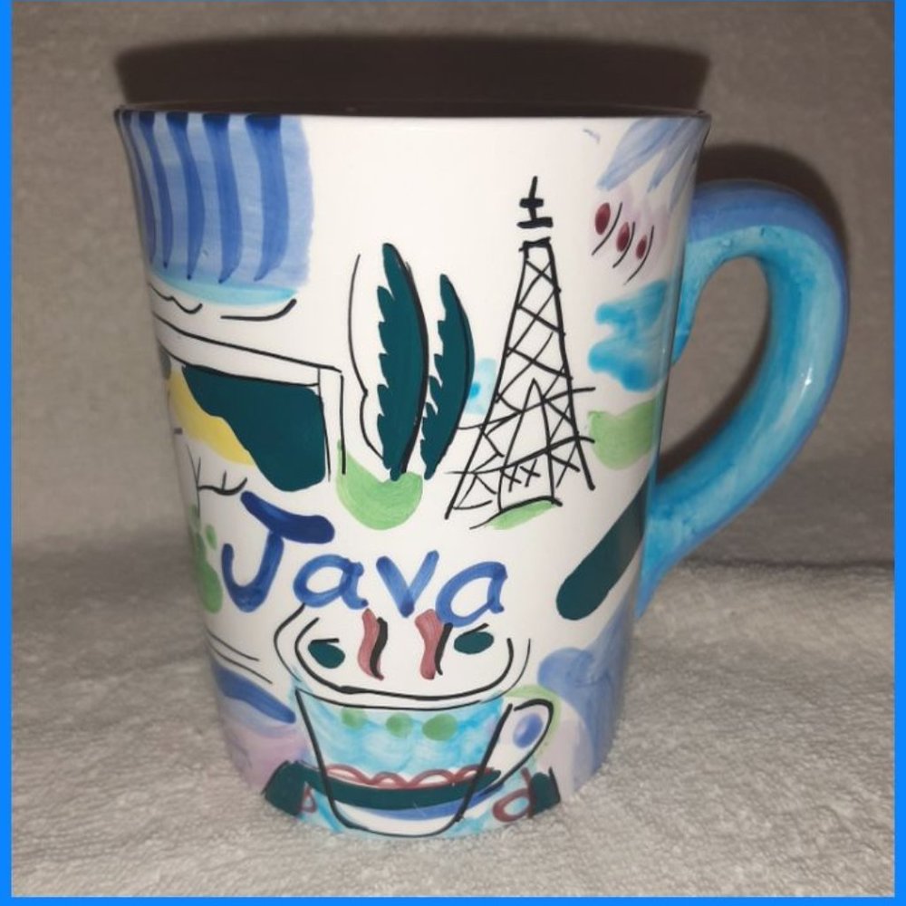 Coffee Mug~ Hand Painted~ Bistro~ Large~JAVA
